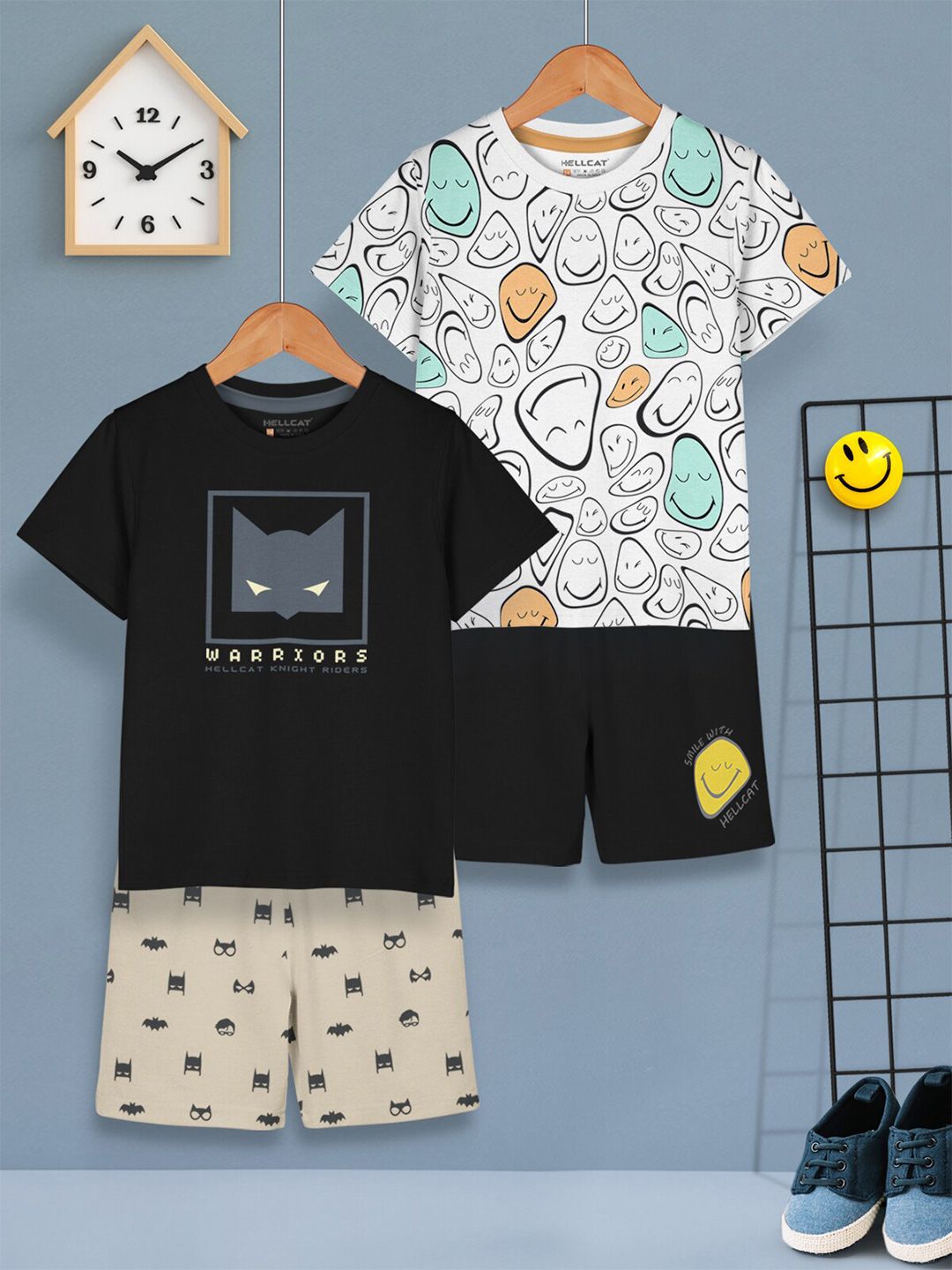 HELLCAT Boys Pack Of 2 Printed T-shirt with Shorts