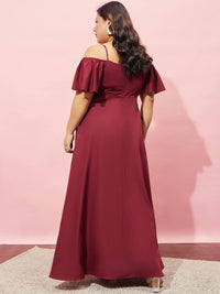 Berrylush Curve Cold Shoulder A-line Maxi Dress