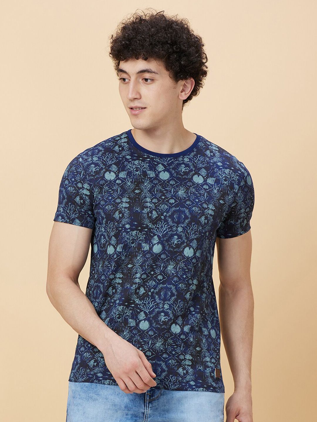 Being Human Men Abstract Printed Round Neck T-shirt