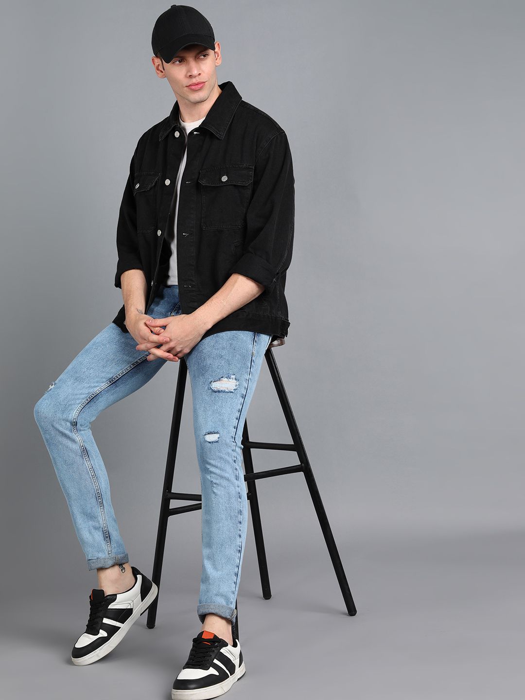 Urbano Fashion Men Slim Fit Mildly Distressed Heavy Fade Stretchable Cotton Jeans