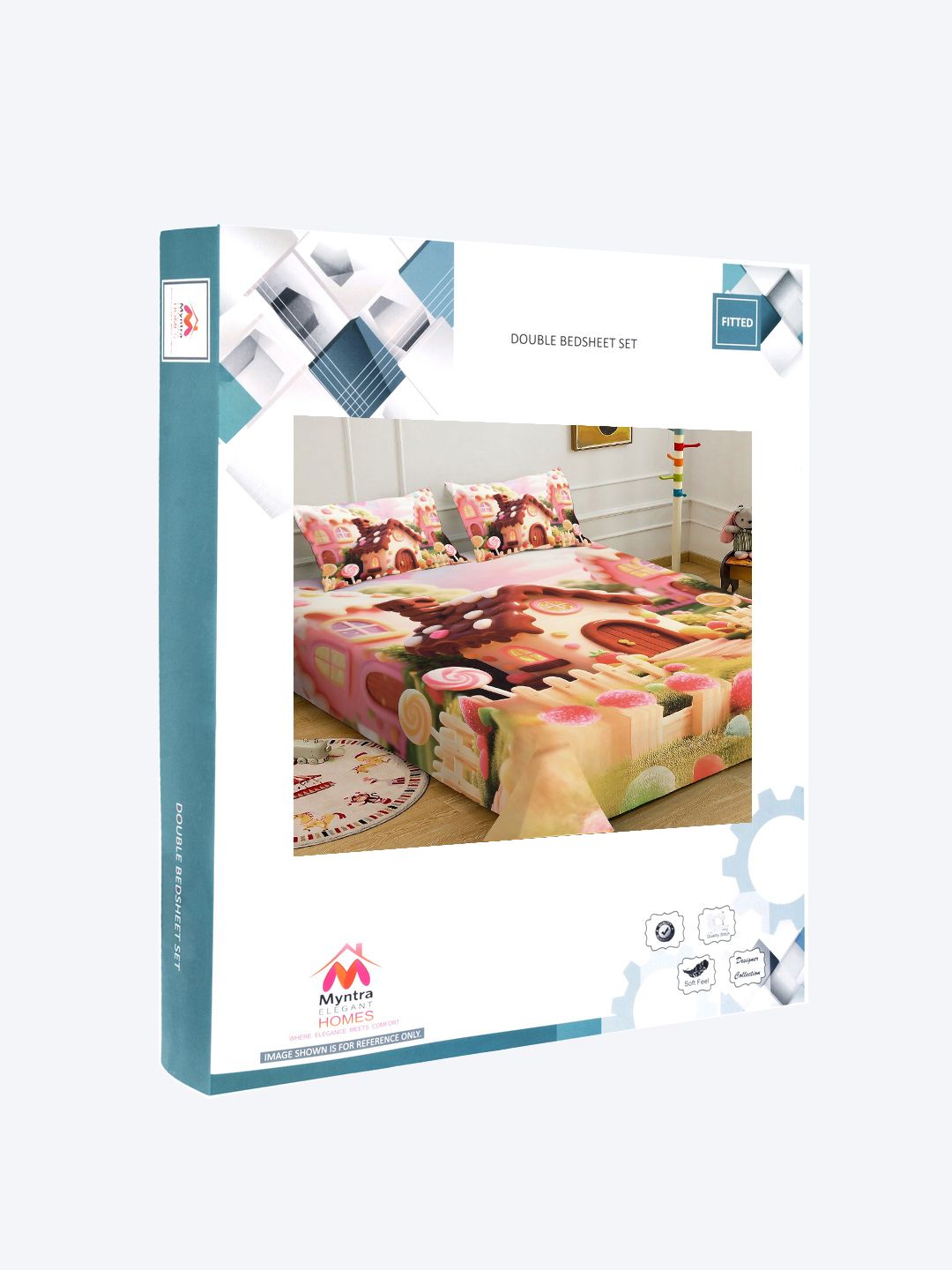 Myntra Elegant Homes Purple & Pink Cartoon Characters 300 TC King Bedsheet with 2 Pillow Covers