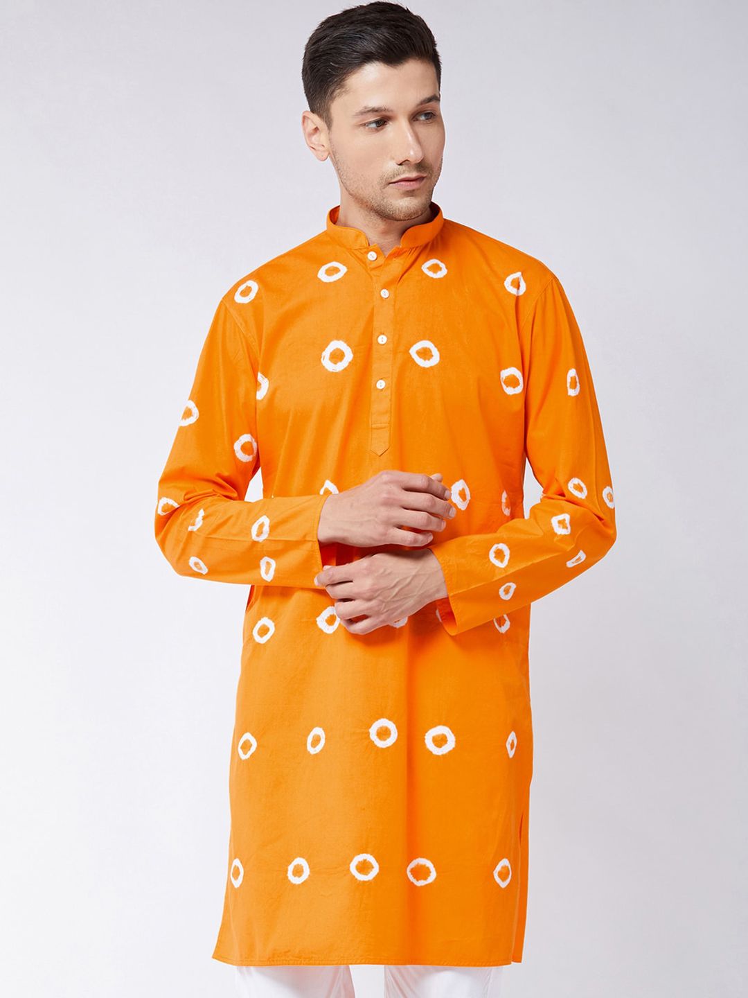 VASTRAMAY Tie & Dyed Pure Cotton Straight Kurta