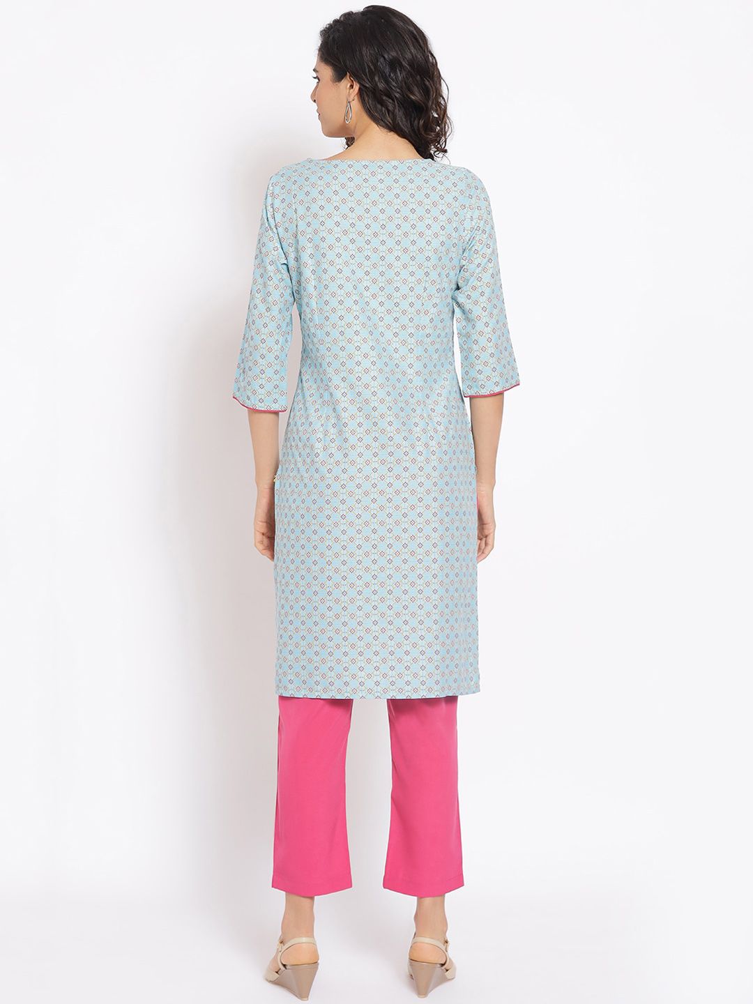 AURELIA Women Blue Ethnic Motifs Printed Kurta with Trousers