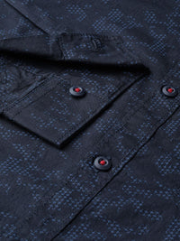 SPYKAR Men Black & Blue Slim Fit Printed Casual Shirt