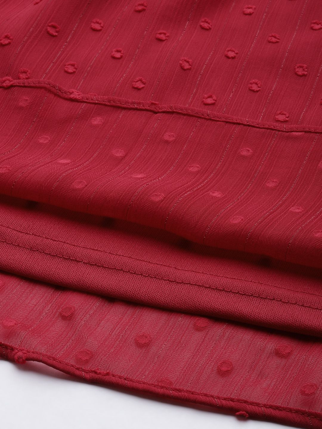 AND Maroon Off-Shoulder Ruffles Top