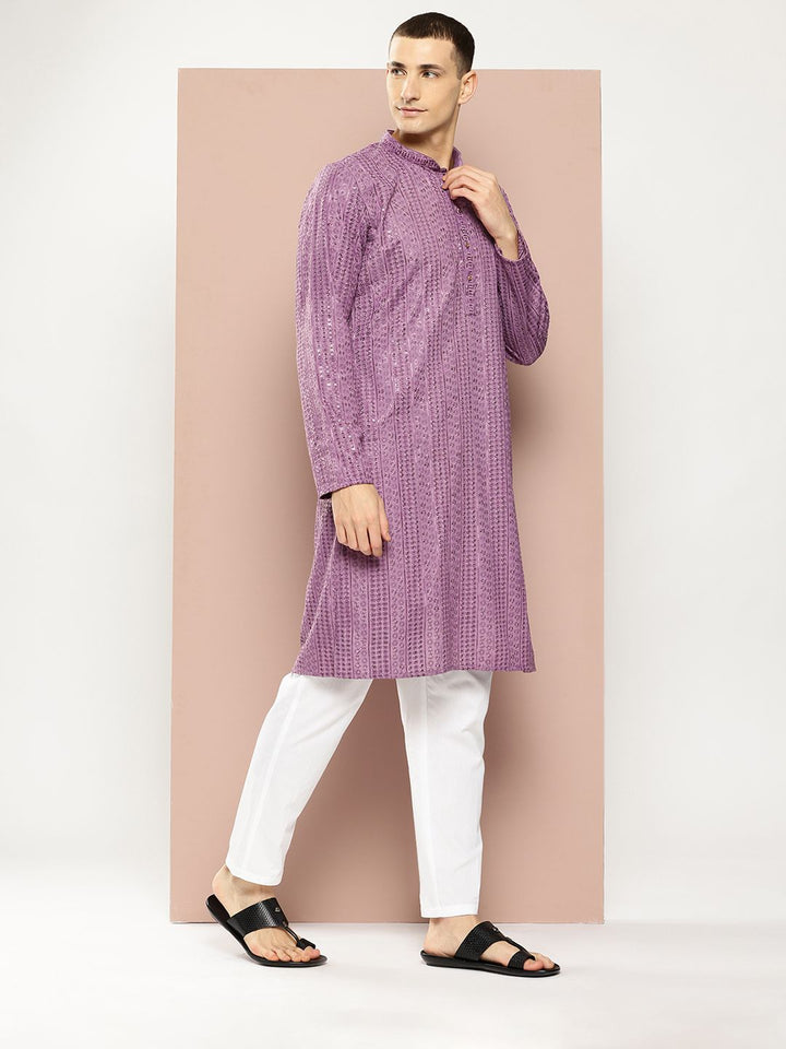 See Designs Men Embroidered Sequinned Kurta with Pyjamas