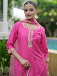 Indo Era Women Embroidered Regular Kurta with Trousers & With Dupatta