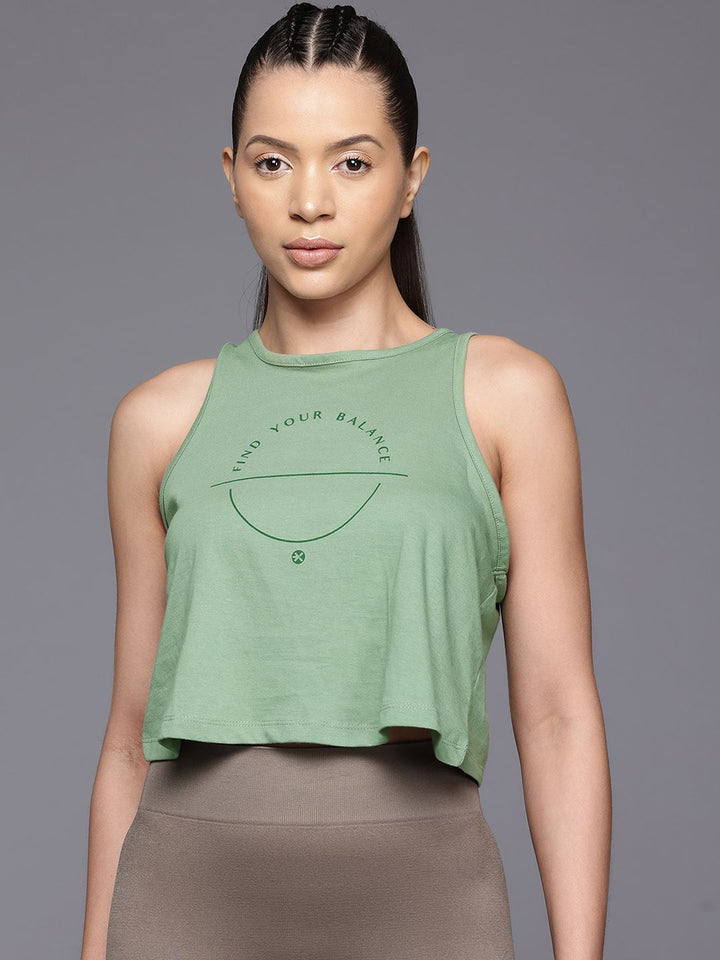 HRX by Hrithik Roshan Printed Pure Cotton Yoga T-shirt with Knotted-Back