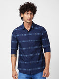 SPYKAR Men Slim Fit Horizontal Striped Cotton Poplin Casual Shirt