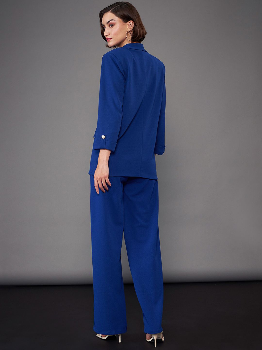 SASSAFRAS worklyf Royal Blue Front Button Blazer With Trousers