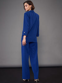 SASSAFRAS worklyf Royal Blue Front Button Blazer With Trousers