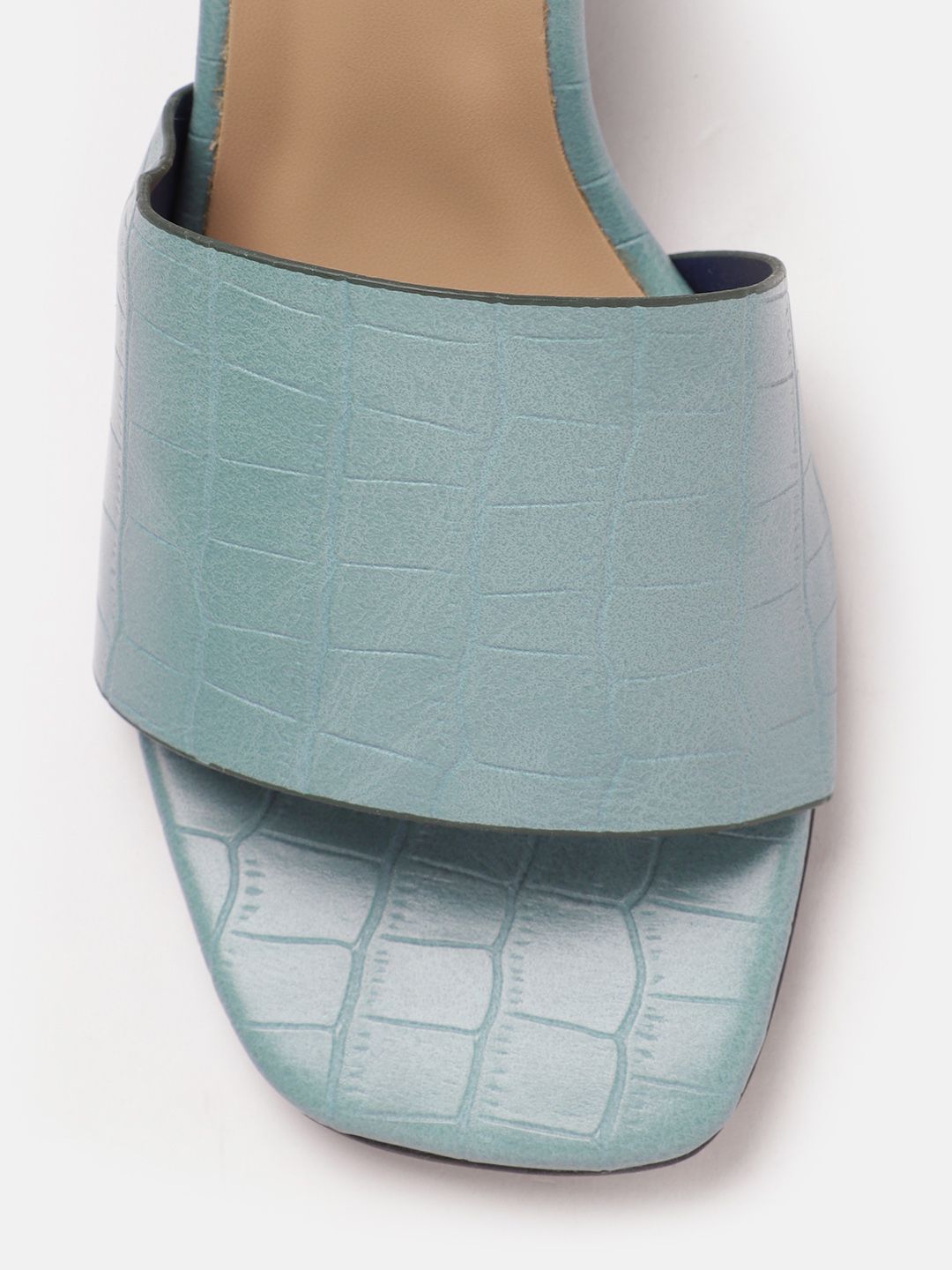 DressBerry Women Croc Textured Block Heel Sandals