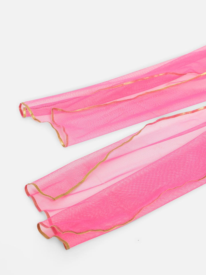 Nauti Nati Girls Embellished Mirror Work Ready to Wear Lehenga & Blouse With Dupatta