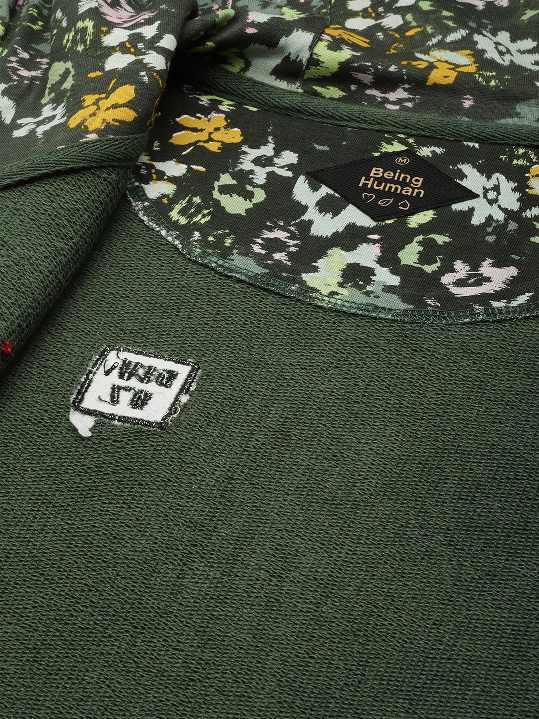 Being Human Printed Pure Cotton Hooded Sweatshirt