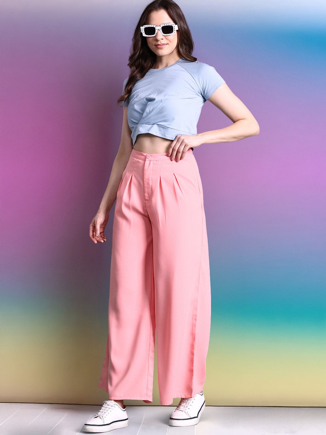 DressBerry Women Flared Pleated Trousers