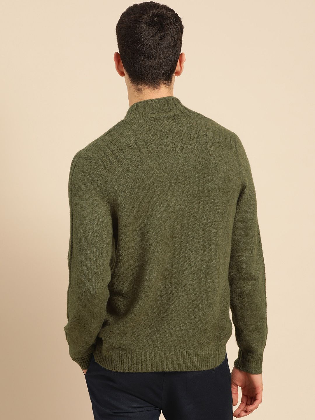 Mr Bowerbird Men Olive Green Solid Pullover
