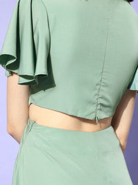 Berrylush Women Gorgeous Green Solid Flounced Dress