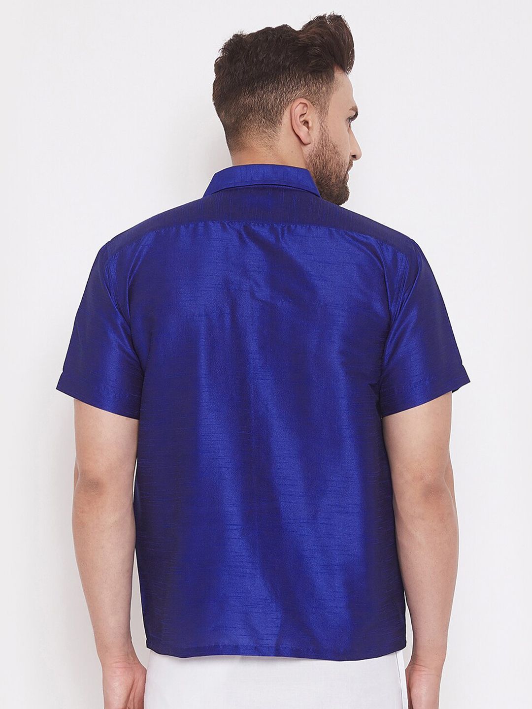 VASTRAMAY Premium Spread Collar Silk Shirt