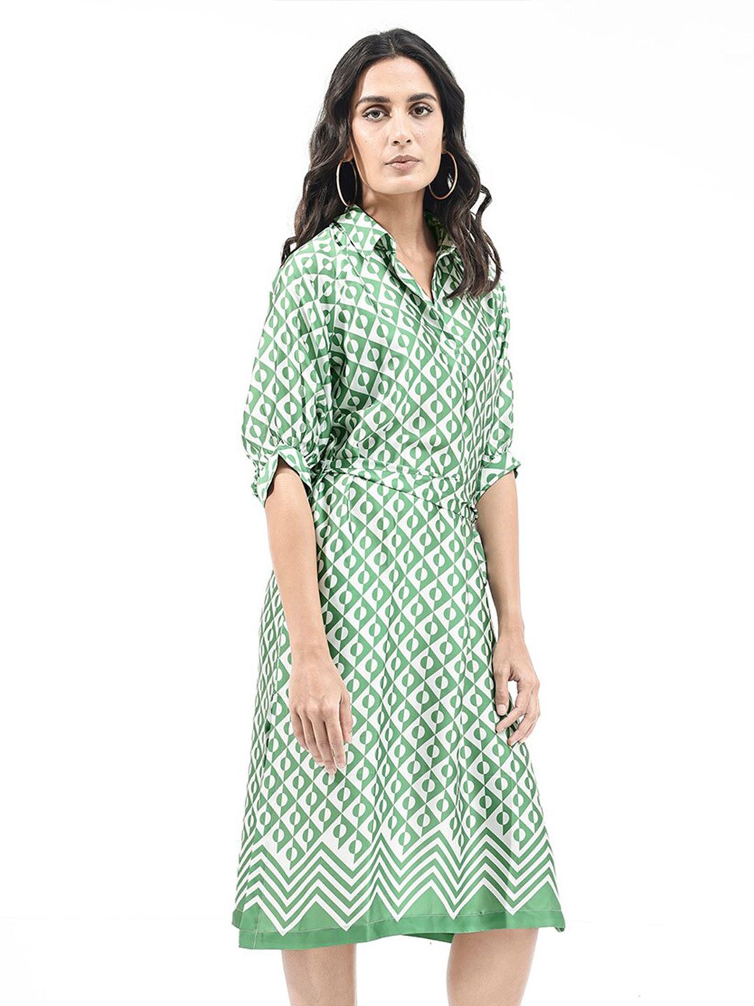 RAREISM Printed Shirt Midi Dress