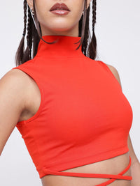 DressBerry Bright Engrossed Tie-Up Crop Fitted Top