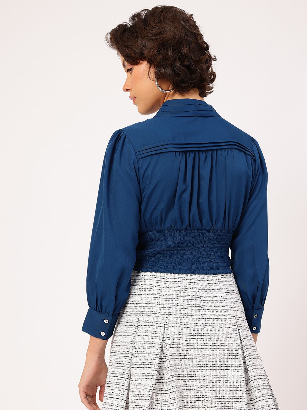 DressBerry Harmonious Hues Belted Smocked Crop Top