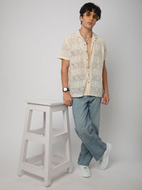 VASTRADO Men Classic Cuban Collar Ethnic Motifs Cotton Oversized Casual Shirt