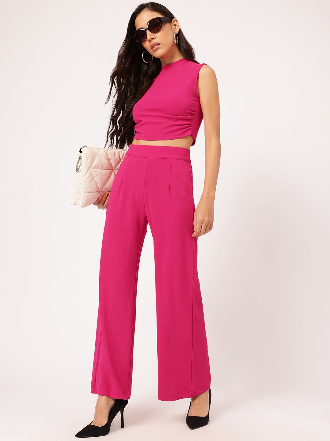 DressBerry Barbicore Charm Ruched Crop Flair Co-Ords