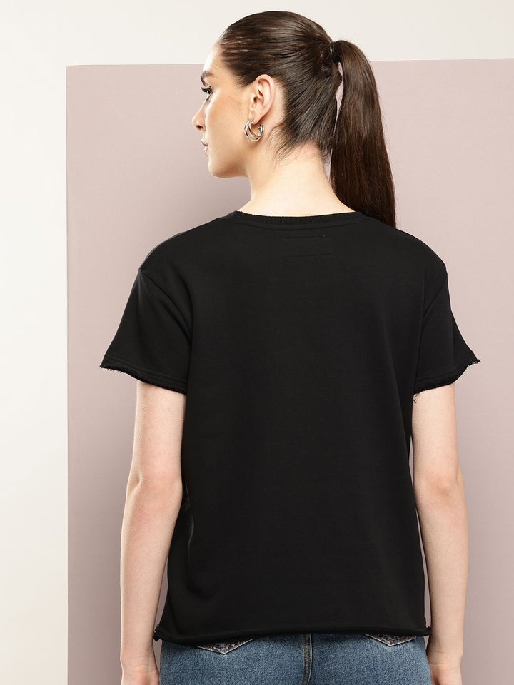 DILLINGER Women Ultra Soft Drapey Cotton Crew Neck Boxy T-Shirt