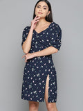 DENNISON Floral Printed Crepe A-Line Dress