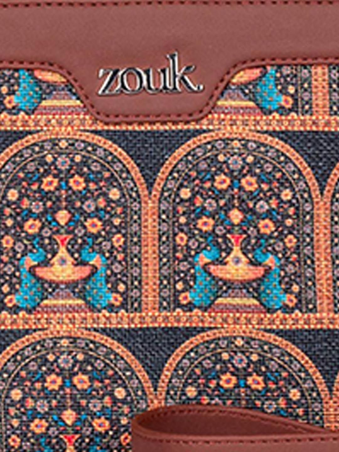 ZOUK Royal Indian Peacock Motif Harmony Printed Structured Sling Bag