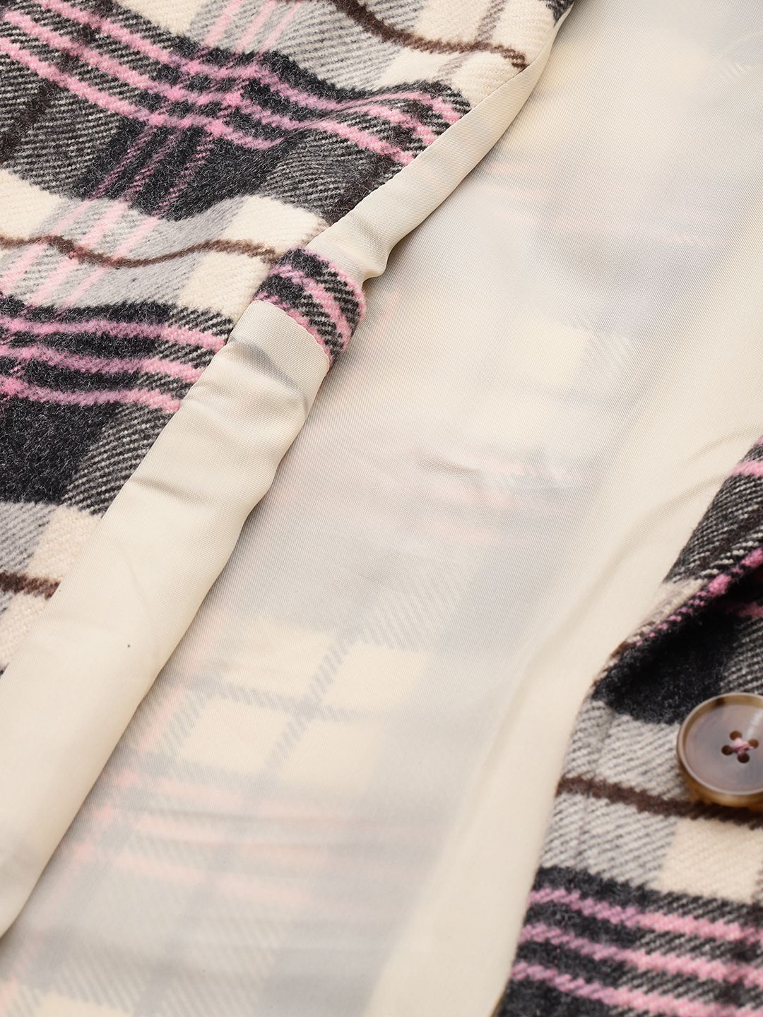 DressBerry Notched Lapel Checked Longline Overcoat