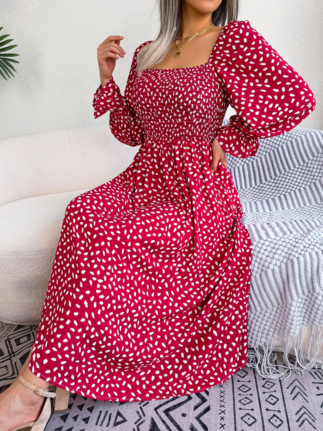 all about you Polka Dot Print Fit & Flare Dress