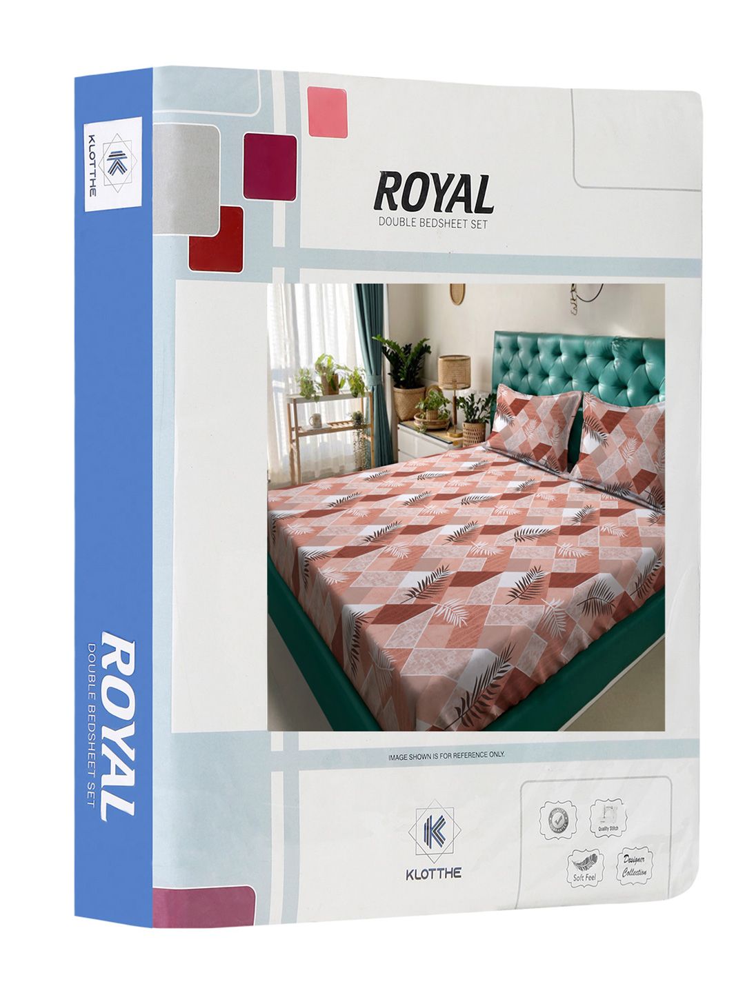 KLOTTHE Rust & White Printed Pure Cotton 400 TC Double King Bedsheet With 2 Pillow Covers