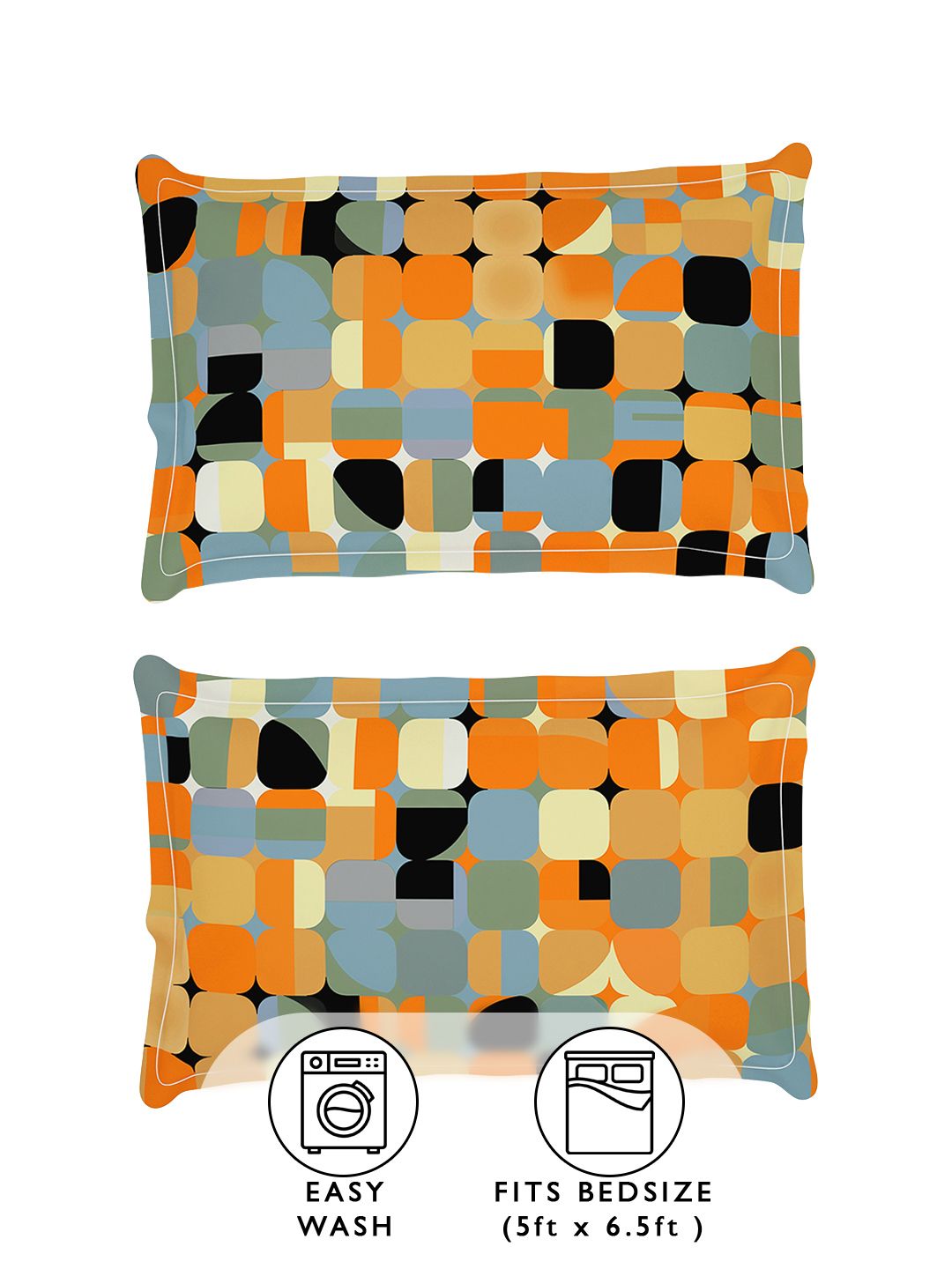 Story@home Arena Rust & Purple Printed 180 TC Queen Bedsheet & 2 Pillow Covers