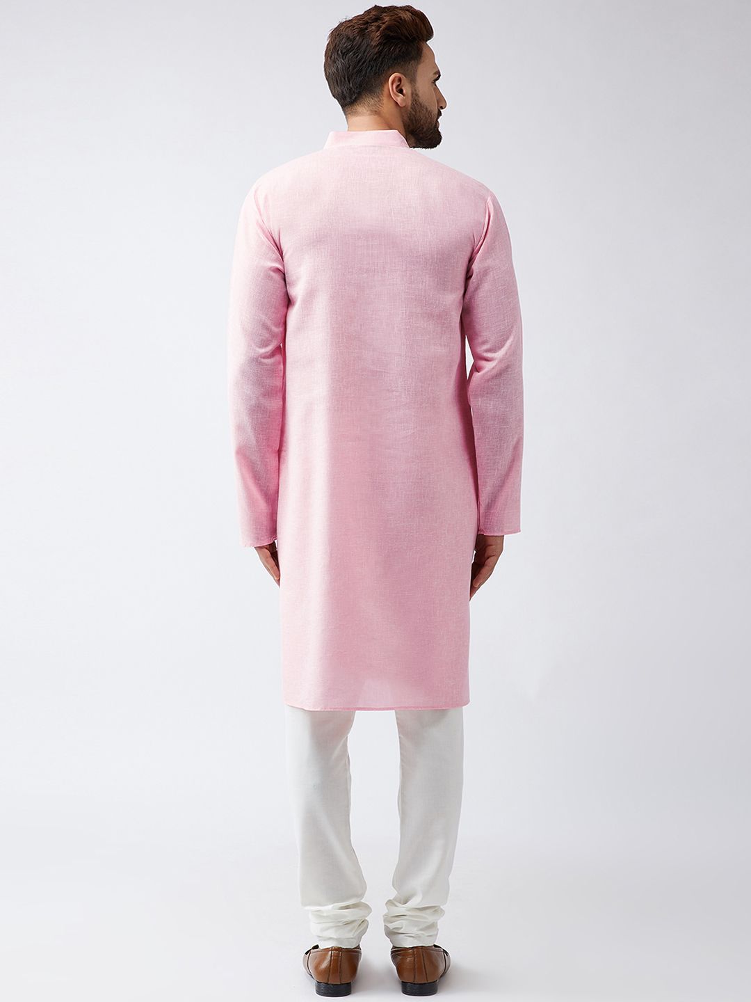 SOJANYA Men Pink Solid Kurta Lurus