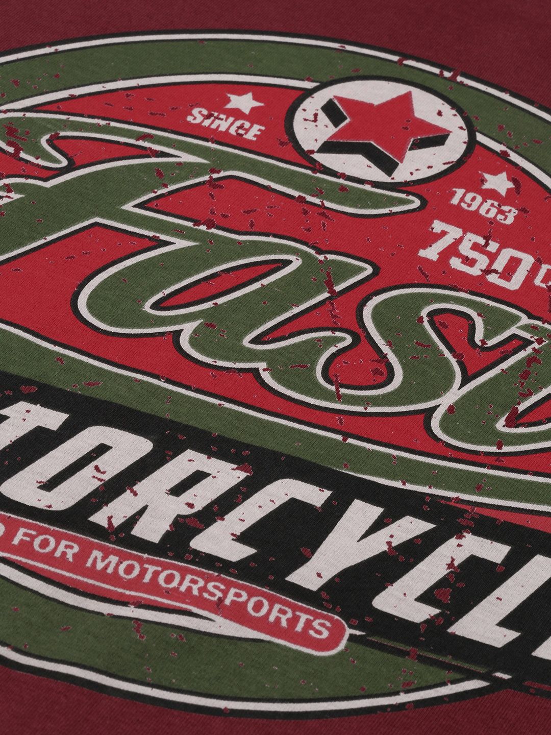 DILLINGER Men Maroon Typography Printed Pure Cotton Oversized T-shirt