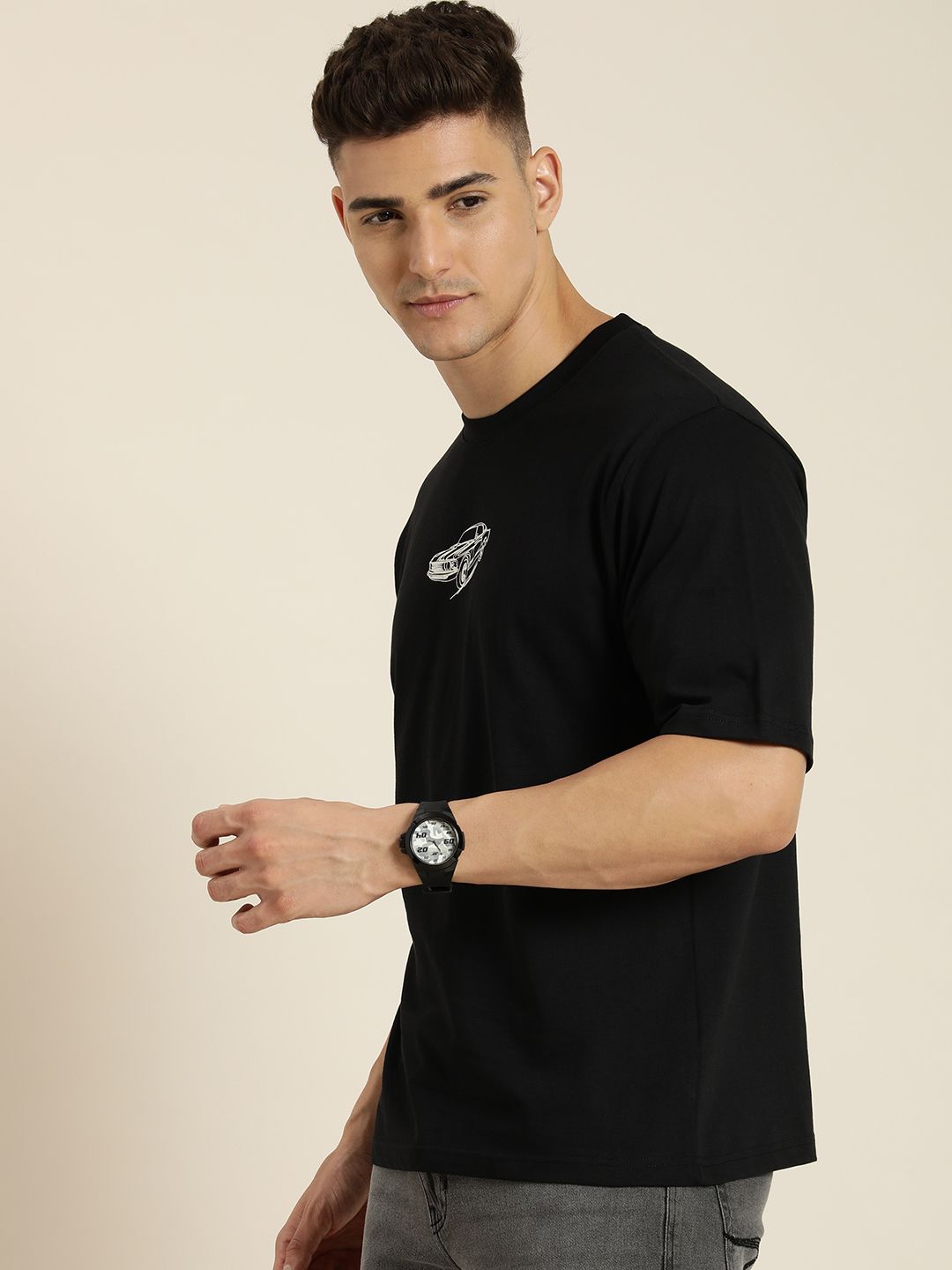 Difference of Opinion Men Pure Cotton Graphic Printed Oversized T-shirt