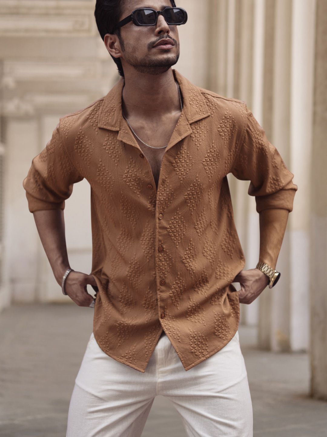 Powerlook Men Textured Opaque Regular Shirt