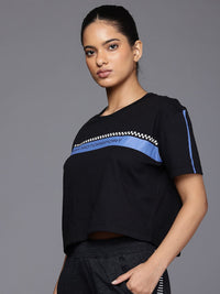 HRX by Hrithik Roshan Striped Drop-Shoulder Sleeves Lifestyle T-shirt