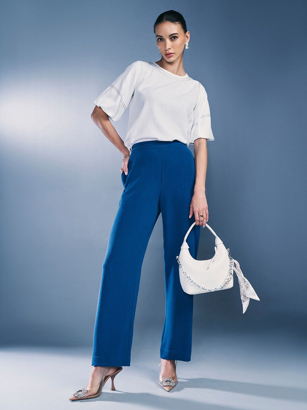 AND Flared Sleeves Round Neck Top