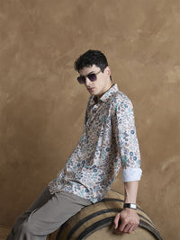 DENNISON Beige Floral Printed Shirt
