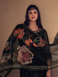 Indo Era Women Floral Embroidered Panelled Thread Work Kurta with Trousers & With Dupatta