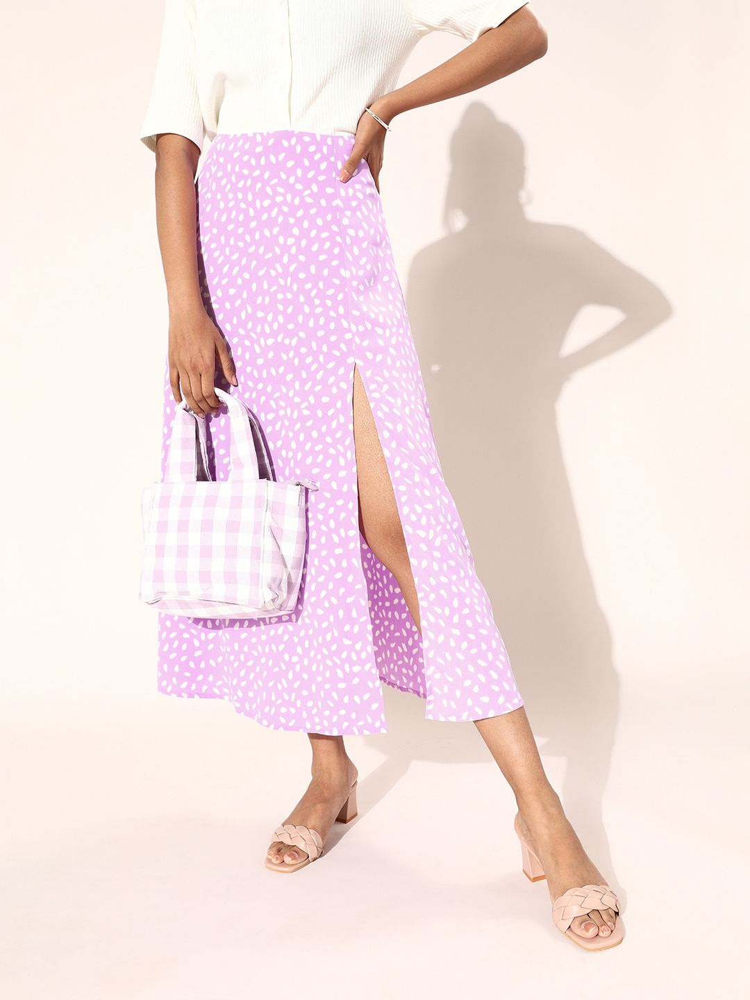 Berrylush Women Purple Printed A-Line Midi Skirt