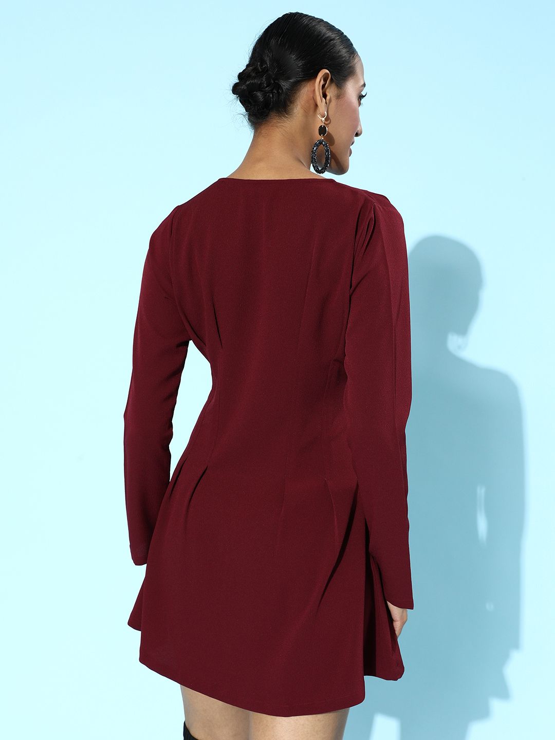 Berrylush Women Charming Maroon Solid A-Line Dress