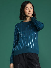 DressBerry Sequin Detailed Round Neck Pullover
