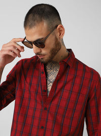 VASTRADO Men Checked Pure Cotton Shirt