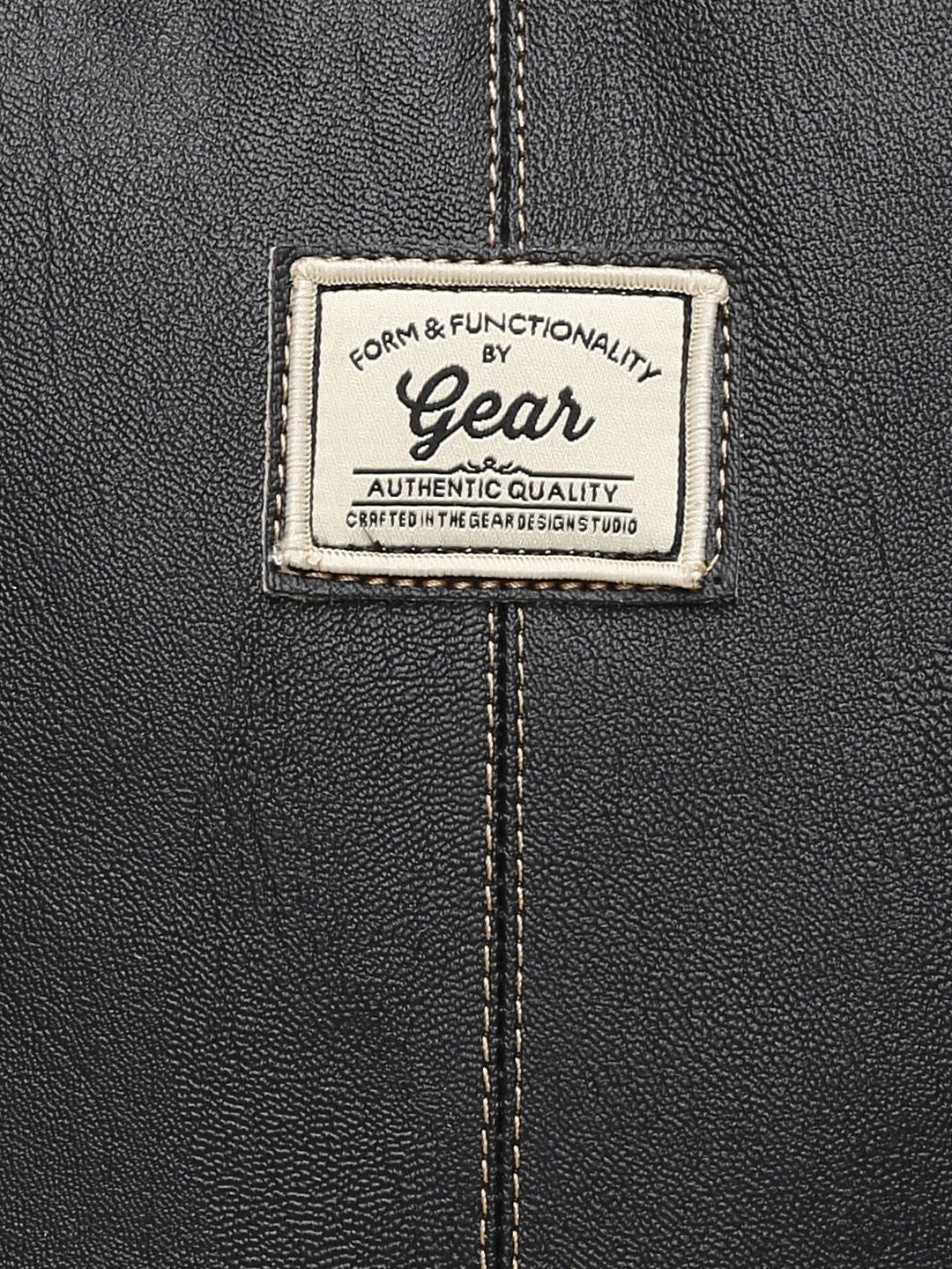 Gear Unisex Black Faux Leather Solid Backpack