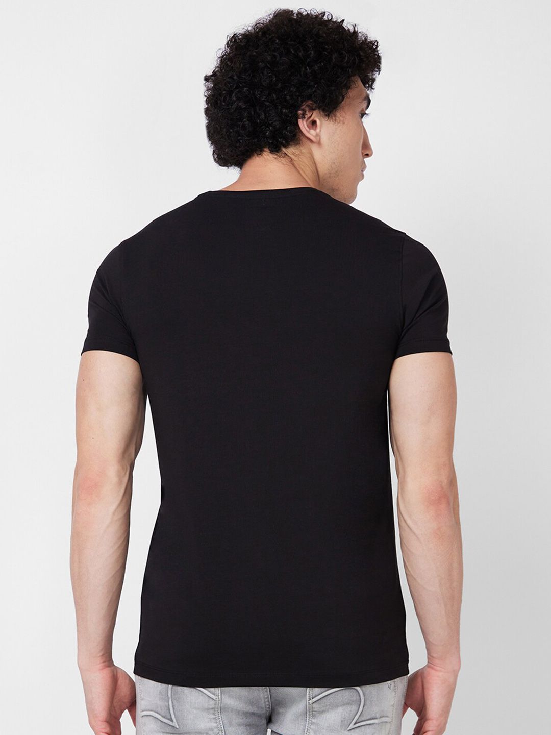 SPYKAR Round Neck Short Sleeves Printed Slim Fit Cotton T-shirt