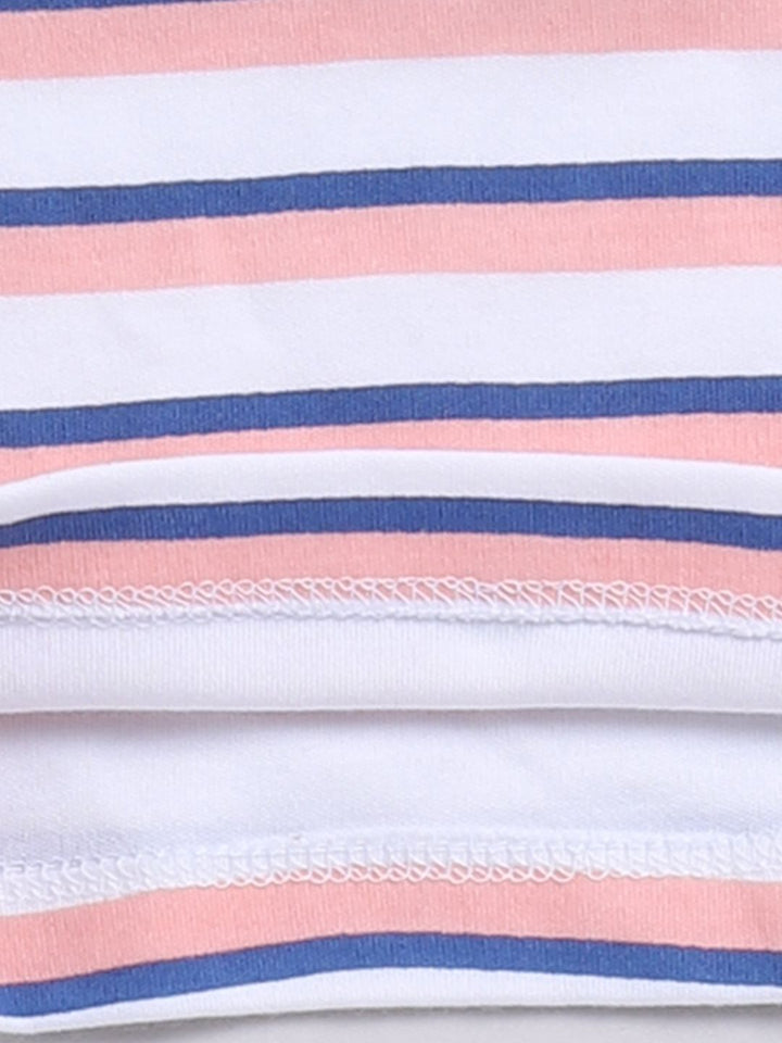 Moms Love Infants Boys Pure Cotton Applique Detail Dungaree With Striped T-Shirt