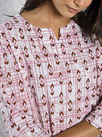 SANSKRUTIHOMES Pink Ethnic Motifs Printed Pure Cotton Night suit